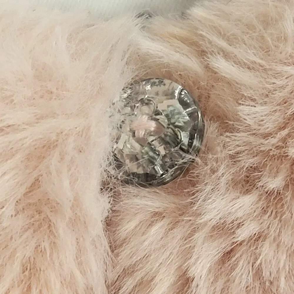 Toddler Girls Faux Fur Shrug w/‎ Rhinestone Button - Pink - Size 2T